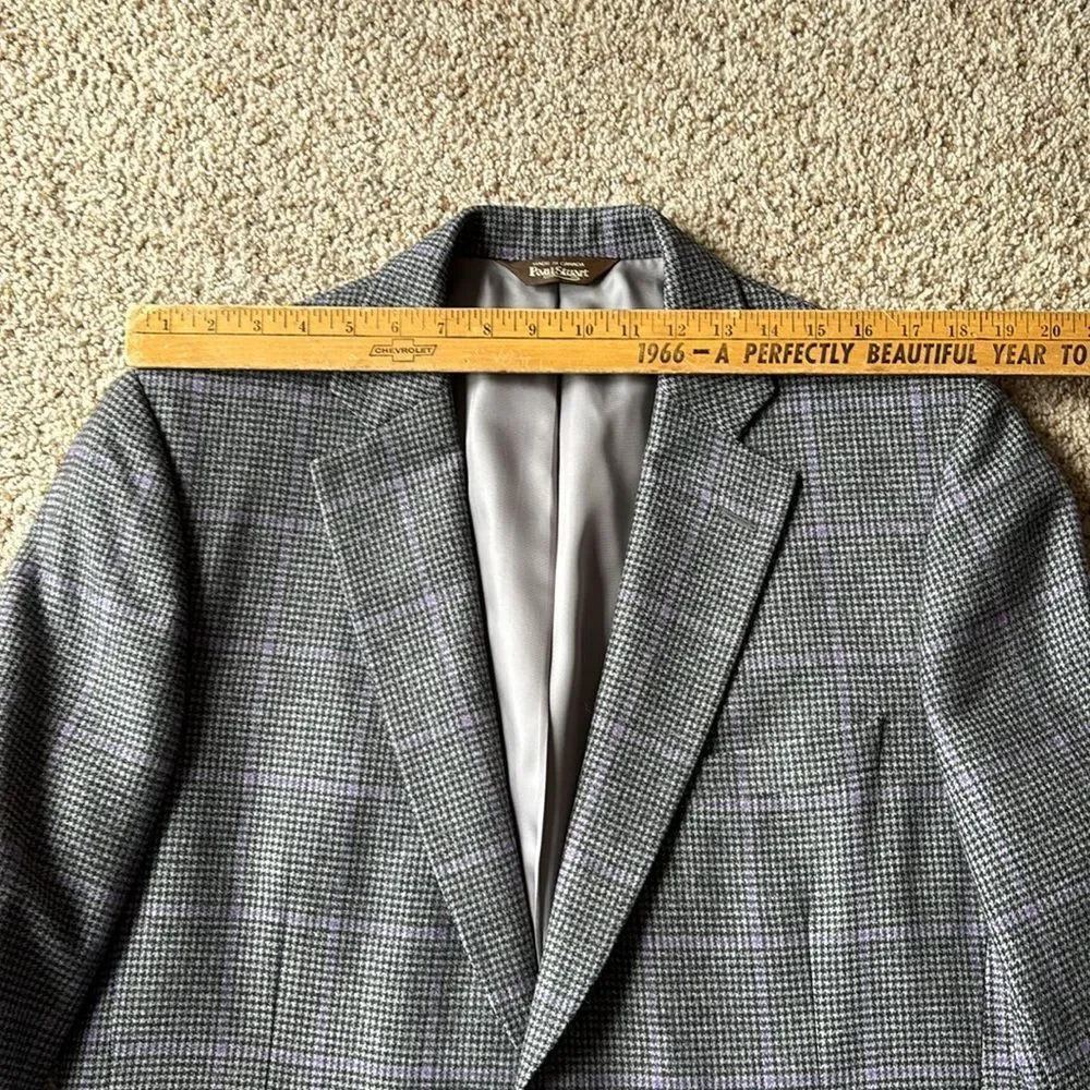 Paul Stuart Men’s Gray Lavender Houndstooth Windowpane Check Sportcoat 42 L